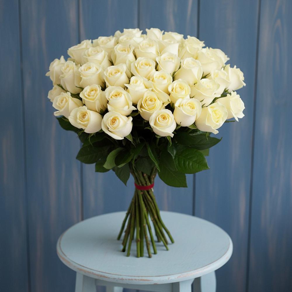 Букет 51 Белая роза Эдлесс Лав в Шерловой Горе