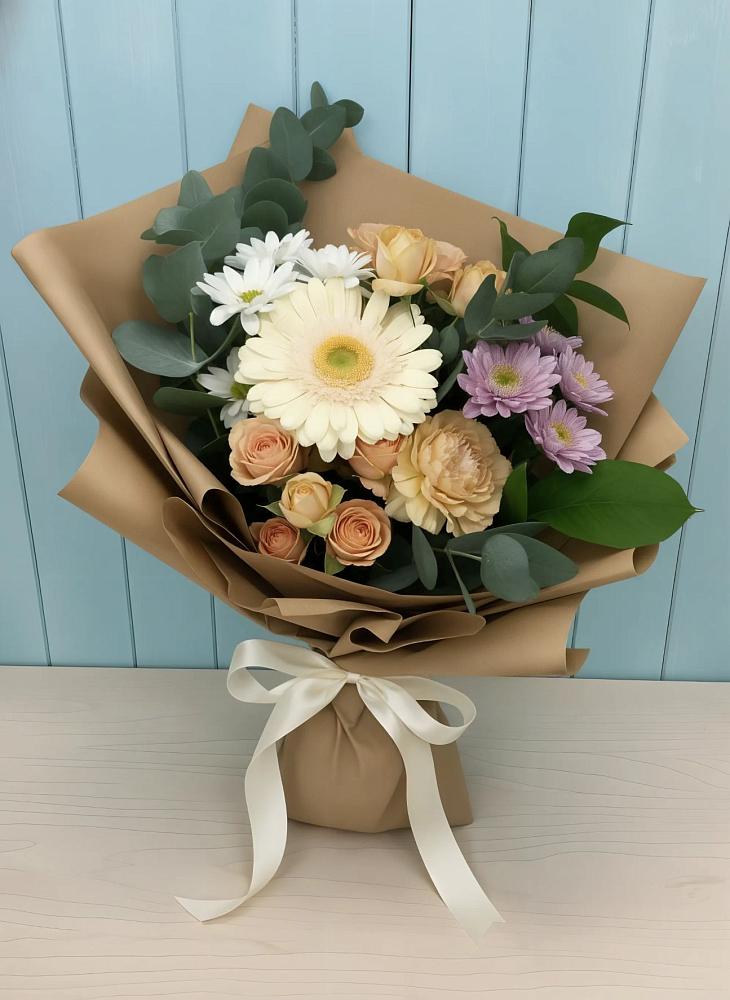 Букет цветов из: Герберы и Хризантемы в Шерловой Горе