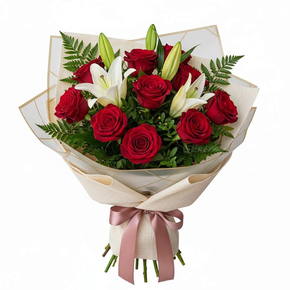 Букет цветов из: Лилии и Розы в Шерловой Горе