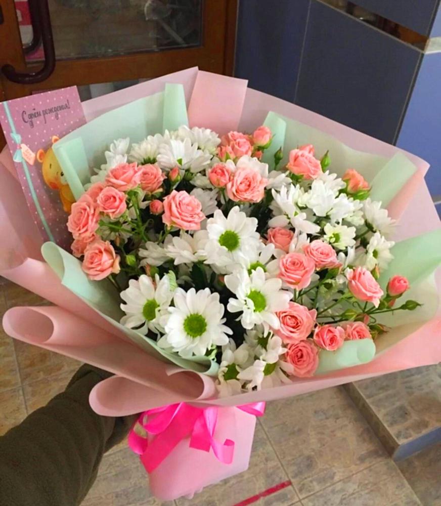 Букет цветов из: Розы и Хризантемы в Шерловой Горе