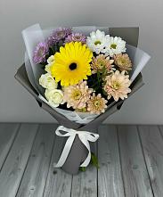 Букет цветов из:  Розы, Герберы и Хризантемы в Шерловой Горе
