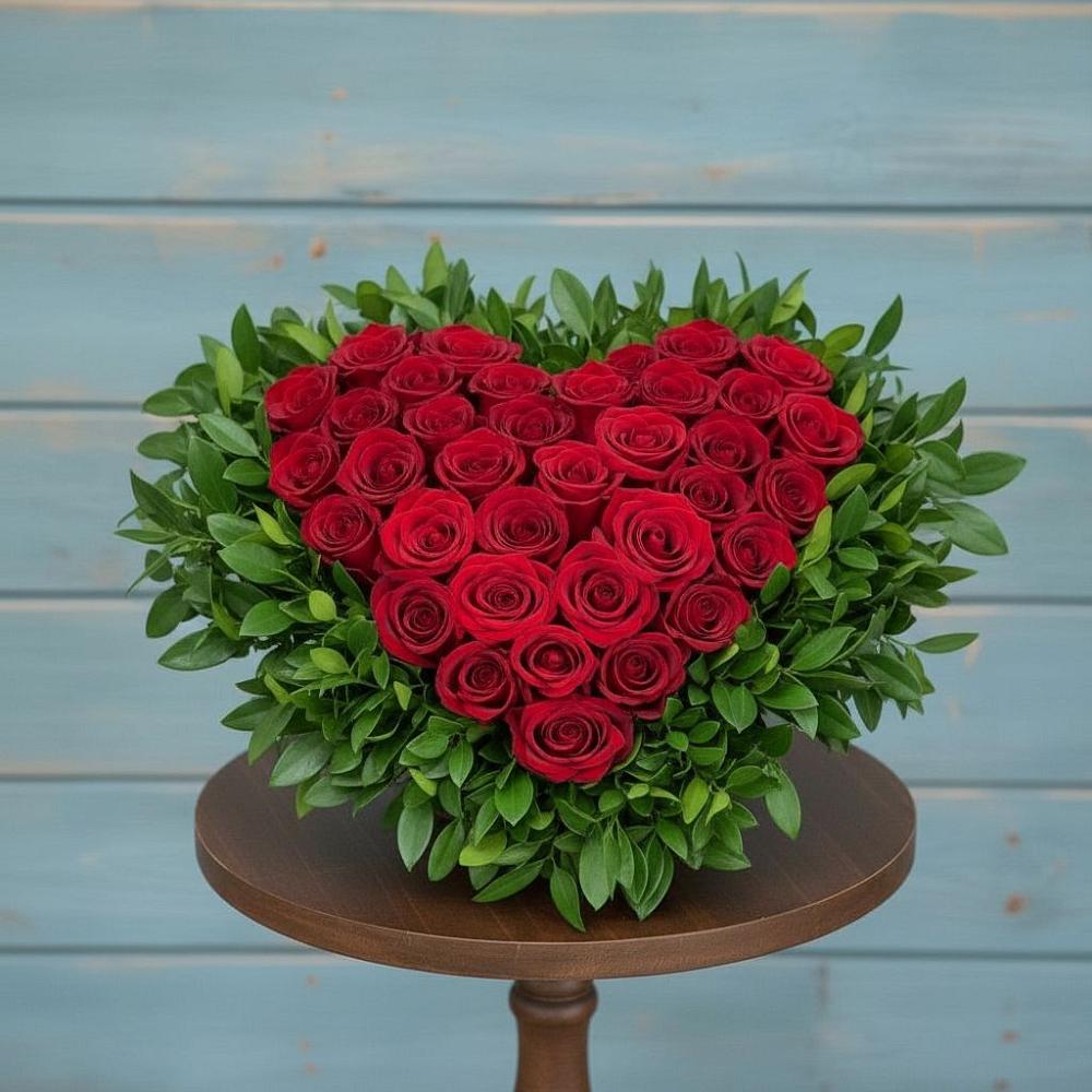 Цветочная композиция из Розы в виде сердца в Шерловой Горе