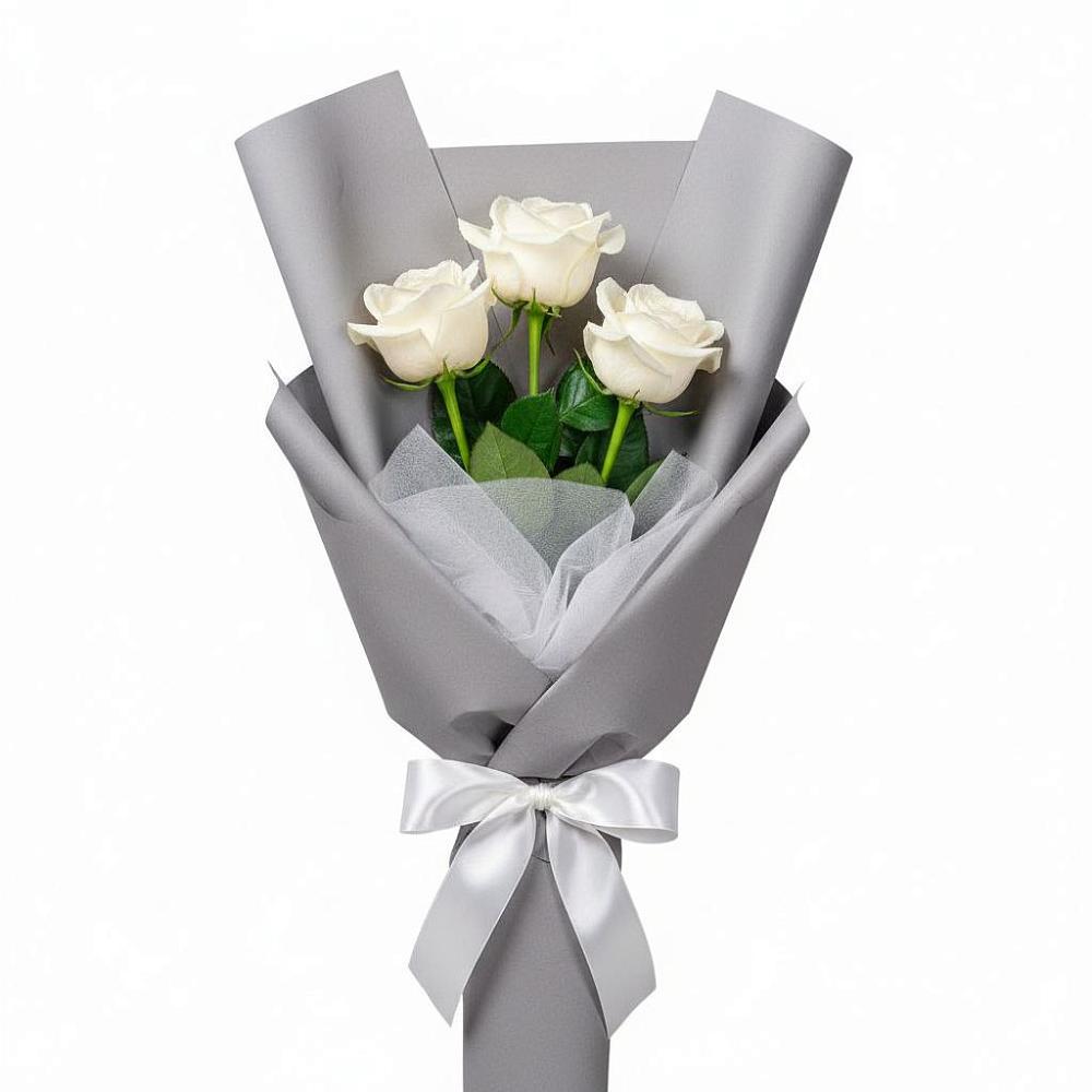 Букет 3 белые розы в Шерловой Горе