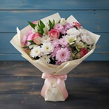 Букет цветов из:  Хризантемы, Альстромерии и Розы в Шерловой Горе