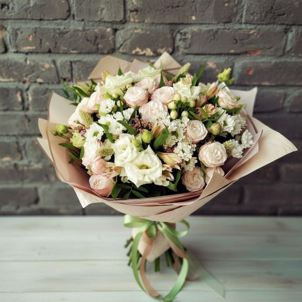 Букет цветов из: Альстромерии, Розы и Хризантемы в Шерловой Горе