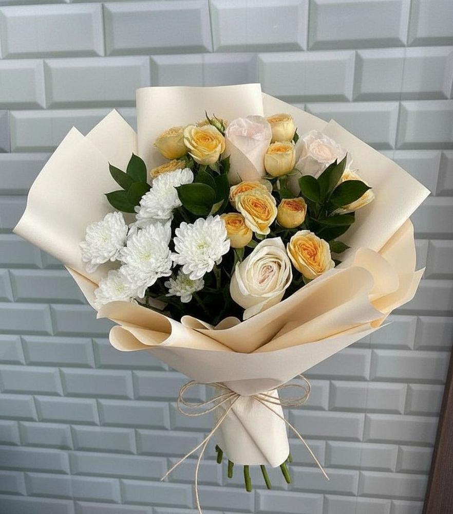 Букет цветов из: Розы и Хризантемы в Шерловой Горе