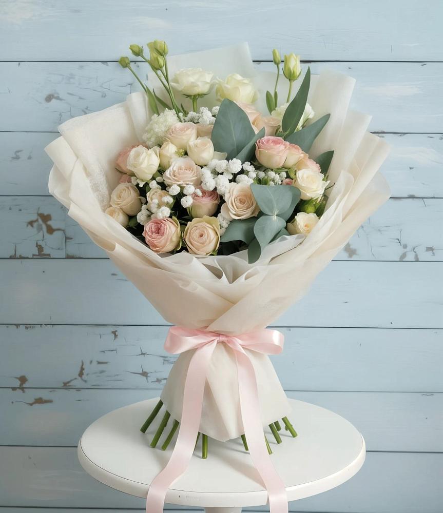 Букет цветов из: Розы и Лизиантусы в Шерловой Горе