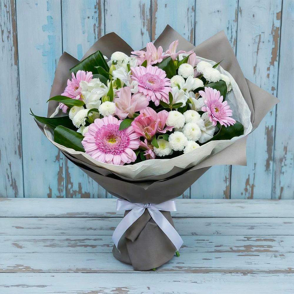 Букет цветов из: Герберы, Альстромерии и Хризантемы в Шерловой Горе